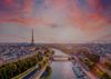 Vue de Paris au coucher du soleil, avec la tour Eiffel